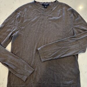 Banana Republic Silk Cashmere V-Neck Sweater Charcoal Gray Men's Large Pullover